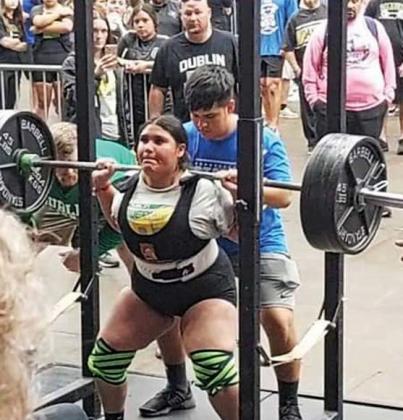 Dublin High School Senior Mariana Ortiz brought home gold as the 2024 3A DII State powerlifting champion in her class. She had a total lift of 1,025 pounds, 15 pounds higher than second place. Submitted photo