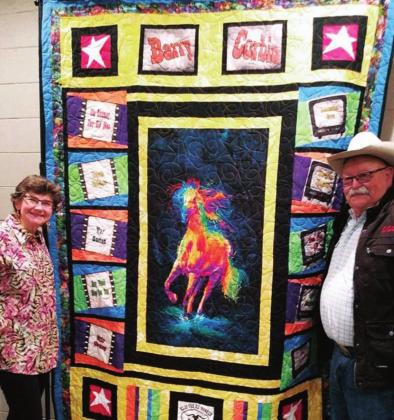Dublin’s Elaine Fields Smith presented actor Barry Corbin with a hand-made quilt recognizing all of his noteworthy projects across his life during the Billy the Kid Book Festival in Hico. The event began with a Friday night meet and greet attend by prominent people like Julie Douglas, Glenn Murray and Tim Martin and cast and crew from “Showdown on the Brazos.” (Photos below by Paul Gaudette) | submitted photo