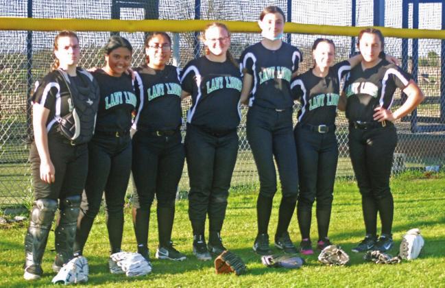 The 2021 JV softball Dublin Lady Lions are: Madison Bennett, Rexchelle Bon, Jackie Gibson, Kaylan Kiser, Karina Ortega, Chloey Rollins, Paige Wilson and Karlie White. Paul Gaudette | Citizen staff photo