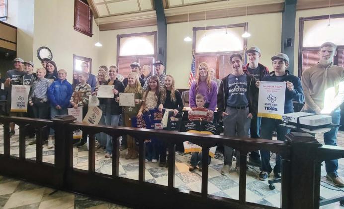 Erath County 4-H students who participated in the State Fair of Texas, West Texas Fair and Heart O’ Texas Fair were recognized Monday, Nov. 13 by the Erath County Commissioners Court. Wyndi Veigel-Gaudette | Citizen staff photo