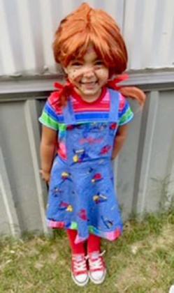 Aaliyah Rose Martinez, 3, as Chucky was named as the winner in her age division. She will receive $25 Dublin Dollars from the chamber. Submitted photo
