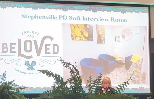 Cross Timbers Family Services Executive Director Laura Gambino talks about a soft interview room that has been installed for Stephenville PD through Project Beloved. The nonprofit was founded by Tracy Matheson, the mother of Molly Jane, who at age 22, was sexually assaulted and then murdered. Molly Jane PageA4 hadjustbeenacceptedtoTarletonStateUniversity. Cierra Hawk | Citizen staff photo