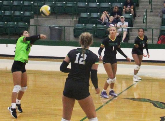 Dublin JV and varsity Lady Lions hosted Hico and Mullin in scrimmages Saturday, Aug. 10 as they hit the court for the first time this season. Dublin head volleyball coach Lauryn Risinger reported the varsity (above) lost by only a few points to Hico and beat Mullin. “I saw lots of communication and positive attitudes on the court and I’m hoping to keep that up as we get into season,” said Risinger. Wyndi Veigel-Gaudette | Citizen staff photos