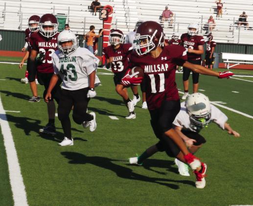 The Dublin Jr. High 8th grade (top) and 7th grade (above) Lions took to Cervetto Field Thursday, Sept. 4 as they scrimmaged against the Millsap Bulldogs with coaches from both sides on the field to provide pointers and give guidance. Paul Gaudette | Citizen staff photos