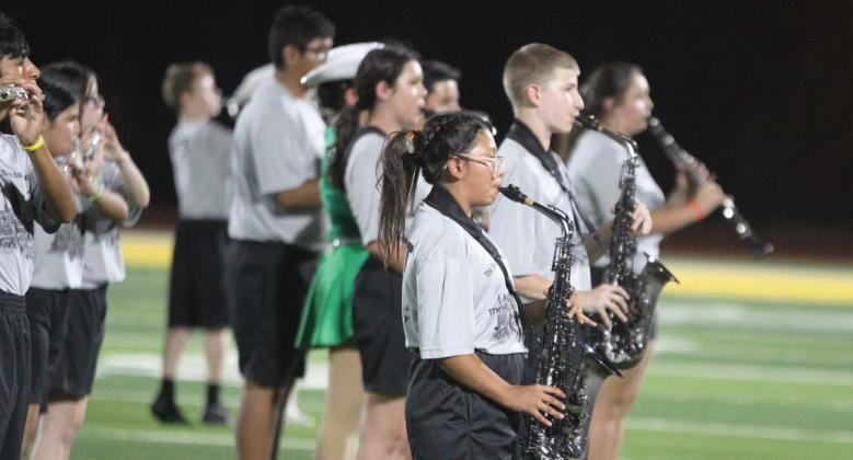 The Dublin Lion Band took to the field for the first halftime performance of the season Thursday night. Paul Gaudette | Citizen staff photo
