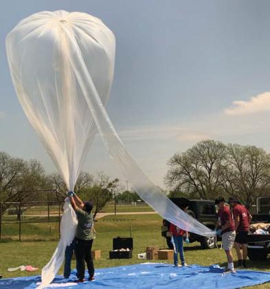 A weather balloon was launched during the solar eclipse as a student research team from New Mexico State University visited Dublin in April. Nathaniel Minor/Submitted photos