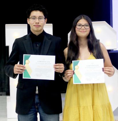 Outstanding Marching Band Students Miguel Corrales (also Outstanding Brass) and Kimila Gonzalez