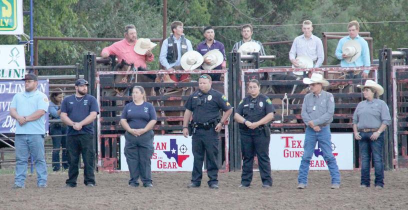 Wyndi Veigel | Citizen staff photo Area first responders attended the Diamond Cross Dublin Rodeo Saturday, Sept. 10 at the City Park for a 9/11 tribute. Large crowds watched rodeo competitors in a variety of events. The event raised money for two local scholarships with more than 1,000 in attendance and 250 contestants.