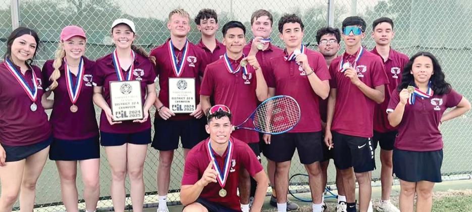 Lingleville Cardinals Cruz Alarcon and Jorge Toledo represented their school well in the state tennis tournament Thursday, May 15 at the Blossom Tennis Center in San Antonio. The doubles team qualified for state after placing second at regional competition May 8. There were nine Lingleville athletes who had advanced to the regional round. | submitted photos