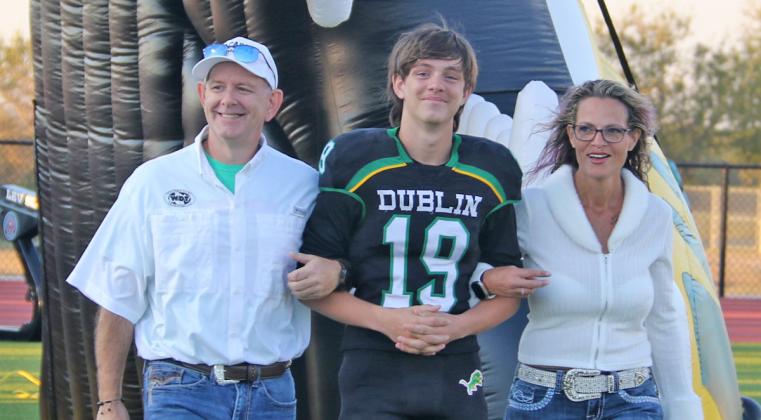 Seventeen Dublin Lions were escorted onto Cervetto Field Friday, Oct. 31 for senior night in recognition of the final home game of the 2025-26 football season. Paul Gaudette | Citizen staff photos
