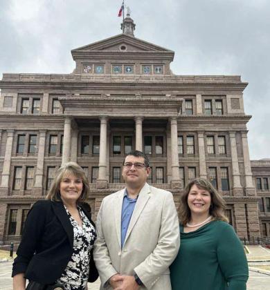 Dublin PD Investigatory Naci Wilson, City Manager Bobby Mendez and City Secretary Melissa Minor were among Erath delegates visiting the Capitol March 1. | submitted photo