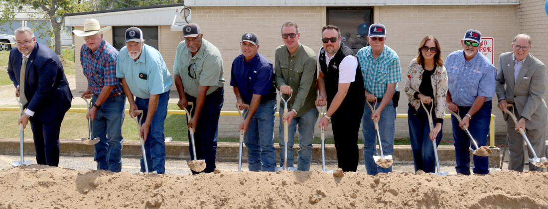 Representatives from the city of Stephenville and Erath county prepare to toss dirt in the air at the groundbreaking ceremony for the new Joint Dispatch Center in Stephenville. The center is set to open in July 2026, and will house all dispatchers for the county. Wyndi Veigel-Gaudette | Citizen staff photo