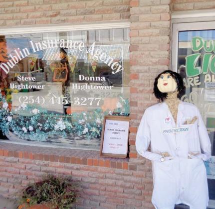 Flo from Progressive at Dublin Insurance Agency (119 S. Patrick Street) advertises Scary Good Rates.