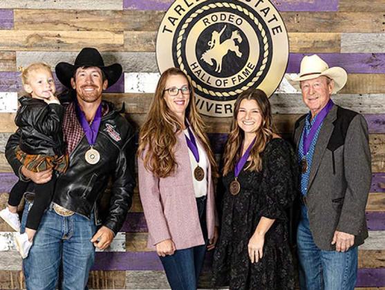 Tarleton State University’s Rodeo Hall of Fame welcomed four new members in Friday, ceremonies. New inductees are, from left: Ryle Smith, Cassie Vierstra-Christenson, Baili Collins-Nettleship and Robert Blandford. | Submitted photo