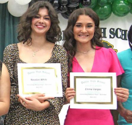 Basketball Best Offensive Player/ Defensive Player NavaLee White/ Emma Vargas