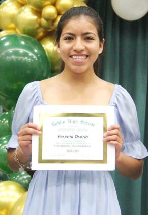Outstanding Cross Country Girl Yesenia Osoria (also Outstanding Track Runner)