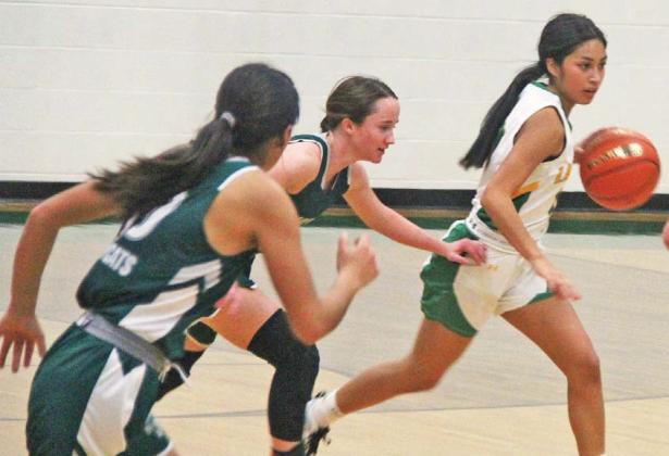Paul Gaudette | Citizen staff photo Lady Lion Gabriyela Herrera rushed the ball past Santo defense in a Nov. 15 home game. Herrera was named an All-Tournament player in the Hamilton Tournament held Thursday through Saturday.