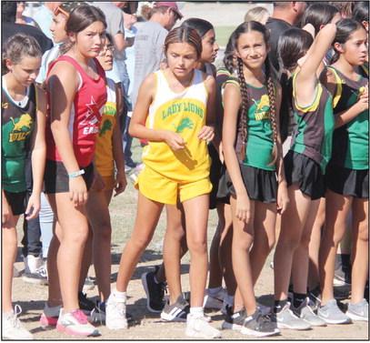 Wyndi Veigel | Citizen staff photos Dublin Jr. High Cross Country Girls line up at the starting line at the FCA meet at Dublin Secondary on Sept. 20 while varsity and Jr. High boys race for the finish.