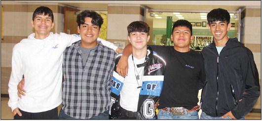 Homecoming King Candidates Aidan Hernandez, Luis Candelario, Jeffrey Cervantes, Salvador Banda, Elijah Gonzales