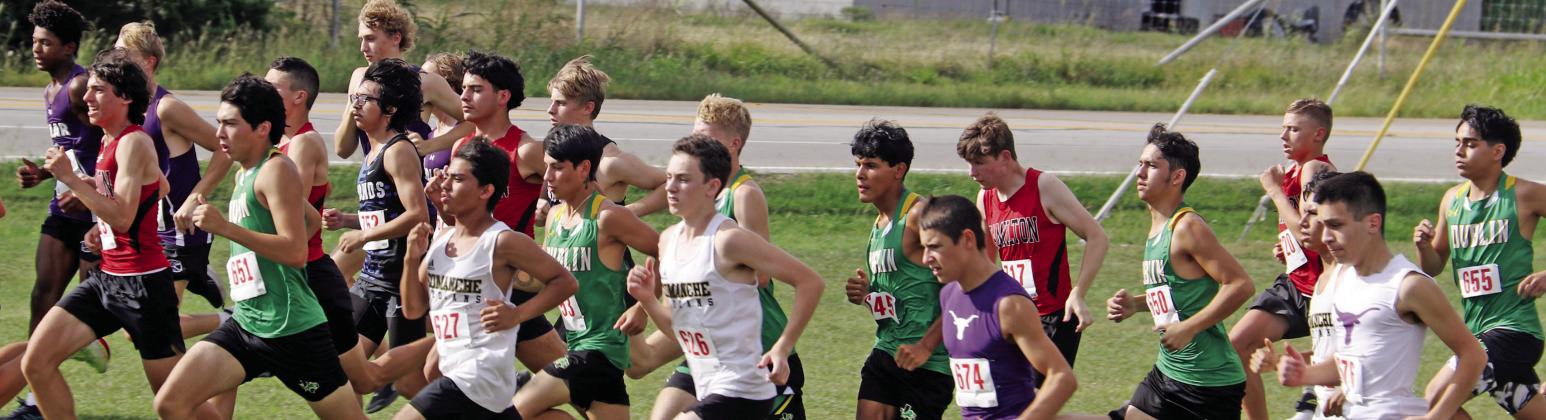 Dublin Varsity Lions battle at the starting line in the district cross country meet Wednesday, Oct. 14 at Dublin Secondary School. Paul Gaudette | Citizen staff photo
