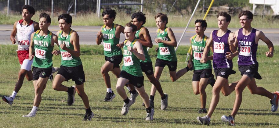 Dublin varsity boys head out at the district meet held at Dublin Wednesday, Oct. 8. They took 4th as a team. Ismari Molina (below) is headed to regional after placing ninth at the event. Paul Gaudette | Citizen staff photo