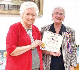 Submitted photos Dubliner Sheran Weible (left) presented the November program for the Bosque River Chapter of the Daughters of Republic of Texas. New member Alesa Hunt of Stephenville (above) poses next to Chapter Registrar Carol Dismukes of Bluff Dale.