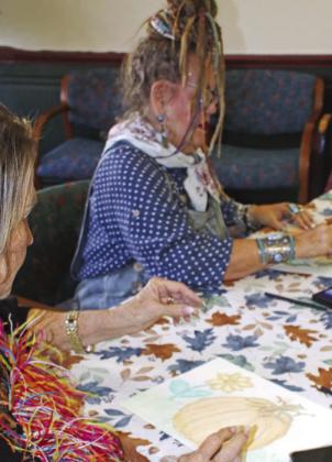 Dublin seniors met at Three Oaks Assisted Living Friday, Nov. 14 as they were led in creating di’vine’ works of art— pumpkin sketches with provided pastels. As road work was planned for Live Oak street, organizer Bobbie Nichols announced that the games sessions were moved to Dublin Public Library on Wednesdays during the construction and morning exercises are still being held Monday, Wednesday and Thursday at 9:30 a.m. in The Station next to FNB. Paul Gaudette | Citizen staff photos