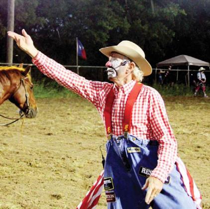 Paul Gaudette | Citizen staff photos Jeff ‘Jackrabbit’ Harris, a professional rodeo clown, kept crowds entertained at the Monta de Toros rodeo Saturday, May 6 despite thunderstorms during the event. Jackrabbit wore the same makeup as his hero PRCA Clown of the year Lecile Harris.