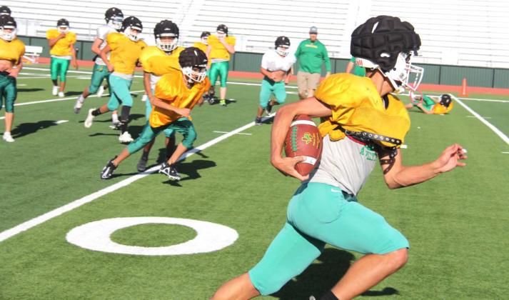 Dublin Lions practiced rushing and holding the line during an inter-squad scrimmage Saturday, Aug. 5 on Cervetto Field. They take on the Hamilton Bulldogs Friday, Aug. 11 scrimmage at 6 p.m. Donations will be taken during the scrimmage for the Texas High School Coaches Education Foundation Benevolence Fund in “Our Day to Shine.” Donations to the organization allow the Texas High School Coaches Association greater reach in helping student athletes with hardship cases. Paul Gaudette | Citizen staff photo