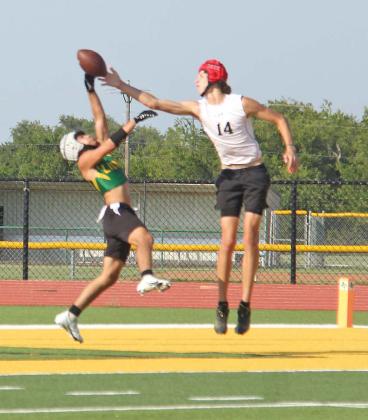 The Dublin Lions 7 on 7 team ended its season in league play on Tuesday, June 20 as they faced Hamilton and Goldthwaite on Bob and Norma Cervetto Field at Dublin Secondary School in the sweltering summer heat. Paul Gaudette | Citizen staff photo