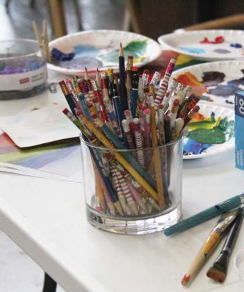 A wide variety of art supplies sit ready for use at Art Camp. Wyndi Veigel | Citizen staff photo