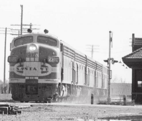 This Santa Fe F7 locomotive had 4 “B” units behind it and plenty of freight cars on a fast run to Fort Worth. This type of locomotive was seen in Dublin on a daily basis in the 1950s and 1960s. The photo was taken around 1968. Ben Pate | Dublin Historical Museum photo