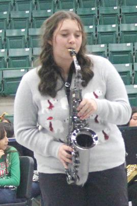 Freshman Keighly Lewis plays a Sax solo in a Jazz Band ‘Charlie Brown Christmas’ performance.