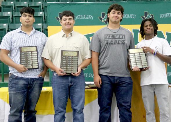 Football Mr. Team Offense Joe Salinas, Mr. Team Defense Edwin Nevarez and Mr. Special Teams Jayden Balvantin and Julian Caldera