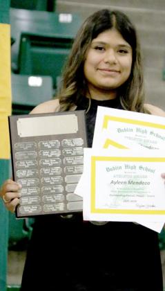 Tennis Outstanding Female Player Ayleen Mendoza and Outstanding Male Player Steve Herrera (not pictured)