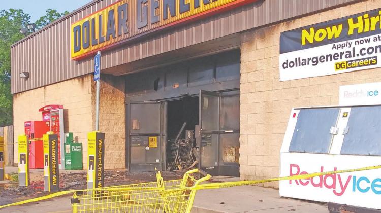 Carts and police tape barred entry to the Dublin Dollar General on June 9 after a fire, battled all night on June 8 by Dublin Volunteer Fire Department and local crews, resulted in a total loss of the building and inventory. Paul Gaudette | Citizen staff photo