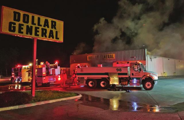 Smoke billowed out of Dublin’s Dollar General as Dublin firefighters arrived on scene shortly after 10 p.m. on June 8. Dublin VFD battled the fire all night with the assistance of neighboring fire crews and the on-scene support from Dublin EMS and Dublin PD. Cameron Ray | submitted photos
