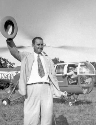In 1948 Lyndon Johnson campaigned in a Sikorsky S-51. His pilot had never flown a helicopter before. He flew to Dublin and other small towns across Texas to shake hands and eventually won the election. Johnson would later help Dublin get a housing project. LBJ Library | Public domain photo campaigned in a Sikorsky S-51.