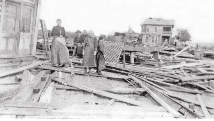 An early photograph of damage done by the Cisco tornado. | archive photo