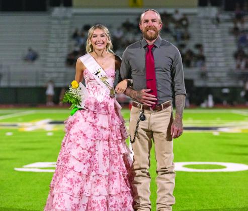 Family members escorted the 2025 Homecoming Court across Cervetto Field Friday, Sept. 26 during halftime. Escorted were homecoming queen candidates Kassandra Rodriguez, Derby Kukla, Emma Mitchell, Natalie Tijerina and Olivia Salyer as well as Representatives Karen Ortiz (Junior), Addisen Zimmerman (Sophomore) and Tylor Nail (Freshman). Danielle Meador | Citizen staff photos