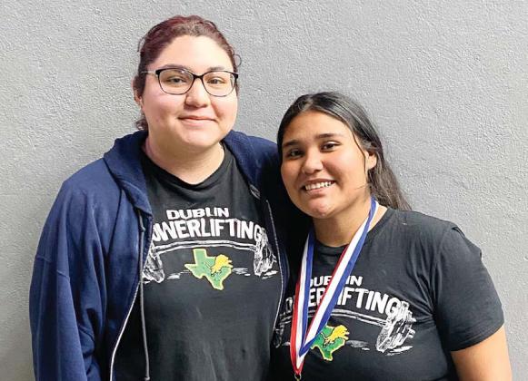 Dublin High School was well-represented at the state powerlifting competition on Thursday, May 16 as Carla Saucedo and Mariana Ortiz placed high. Ortiz (right) placed 5th in her weight class after lifting a total of 975 pounds while Saucedo (left) placed 7th in her weight class with a total lift of 795 pounds. | submitted photo