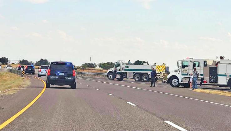 Emergency services escort the body of fallen Eastland County Deputy David Bosecker who was killed responding to a domestic disturbance Friday, July 21. Dublin firefighters and their families pay tribute to the deputy as the processional travels down the Dublin loop Saturday, July 22. Cameron Ray | Courtesy photo