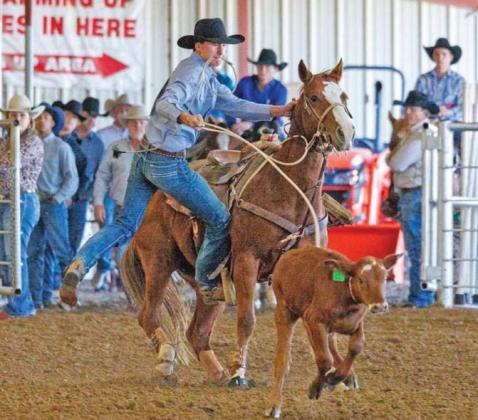 Left, Lingleville High School Sophomore Alexa Aviles competes in pole bending. She is headed to the Junior World Finals this month. Right, Lingleville High School Sophomore Lane Walker will be competing in the Vegas Tuffest Competition in 15U tie down roping. Courtesy photos