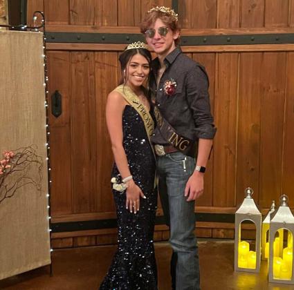 Right, Seniors Mia Martinez and Aiden Ragland were crowned as the 2024 Lingleville High School Prom King and Queen. Courtesy photo