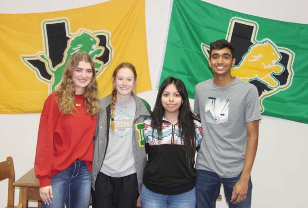 Senior Class Secretary Madilyn Loper, Historian Grace Luedke, President Michelle Padron, Vice President Ayush Patel