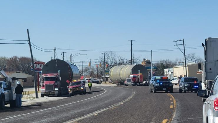 Oversized loads snaked their way through town Tuesday, March 4 impeding traffic along the way. Dublin PD aided the 18-wheelers as they traveled. Wyndi Veigel-Gaudette | Citizen staff photo