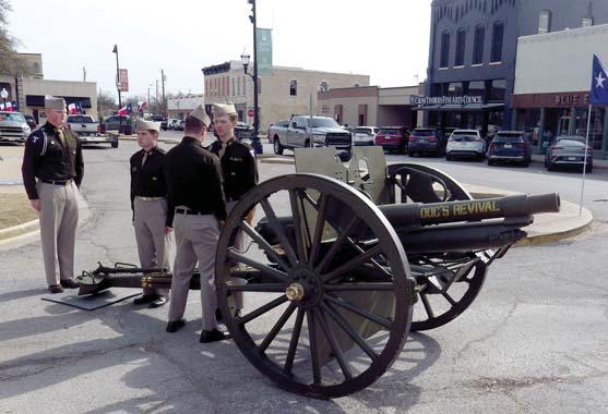 The Tarleton Corps of Cadets prepare to fire a cannon. Ben Pate | Submitted photo