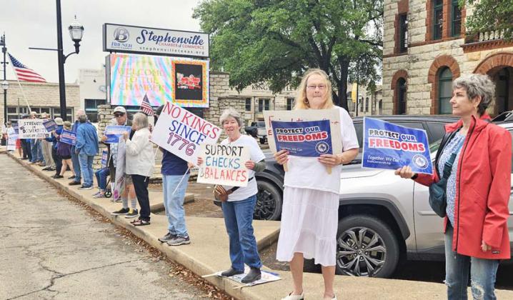 Protestors line the courthouse square Saturday, April 19. Colton Bradberry | Citizen staff photo