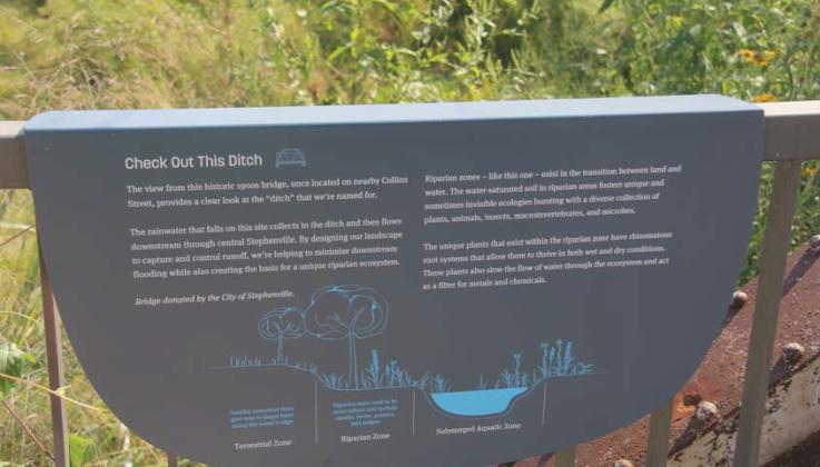 Above, descriptive signs throughout The Ditch Water Discovery Center helps to educate citizens about how water benefits Erath County and the surrounding area. Below, a classroom space was built as part of the project in order to accommodate classes and other learning opportunities. Wyndi Veigel-Gaudette | Citizen staff photos