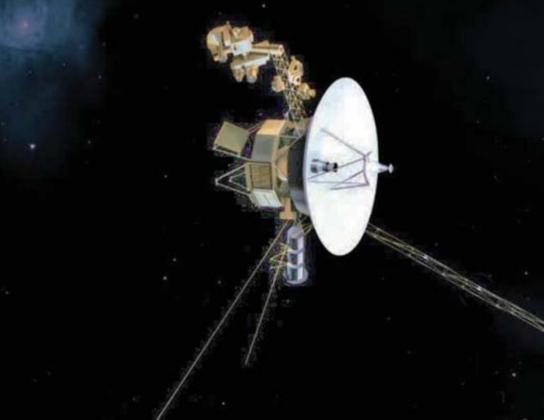 Both Voyager 1 and 2 had a large antenna that pointed at earth to send back photos and data. Voyager 1 took this photo of giant Jupiter, a month before its closest approach. Jupiter’s moon Dione revealed craters never before seen. Submitted photos nna that pointed